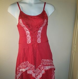 NWT Red and White Hanky Hem Dress